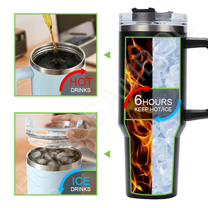 40oz Insulated Stainless Steel Tumbler <b>with</b> Handle and <b>Straw</b> Portable for Hot Coffee Air Pressure <b>Bottle</b> for Camping - Product Image 3