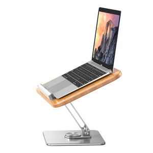 Supporto Professionale YD-10 in Legno per Laptop, Rotazione <span class=keywords><strong>a</strong></span> 360°, Altezza Regolabile, per Tablet e Libri Pesanti, Pannello Grande in Legno di Quercia - Product Image 5