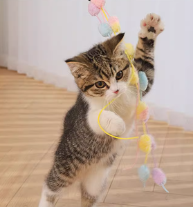 高級ペットおもちゃTaquiner Le Baton De Chat自己快楽インタラクティブカラフルなぬいぐるみストリップ猫ティーザースティックおもちゃクリスプベル付き - Product Image 3