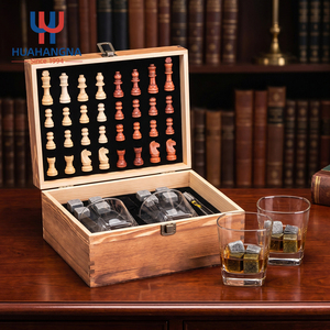 Verre à whisky carré moderne de 9 oz avec logo personnalisé et <span class=keywords><strong>jeu</strong></span> <span class=keywords><strong>d</strong></span>'échecs avec pierres à whisky dans une boîte en bois pour la fête des pères, cadeau <span class=keywords><strong>d</strong></span>'anniversaire pour homme - Product Image 4
