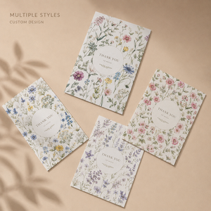 Set di Biglietti di Ringraziamento con Fiori Selvatici ad Acquerello, Design Assortiti con Bordi Floreali per Cartoleria Personalizzata di Gratitudine - Product Image 3