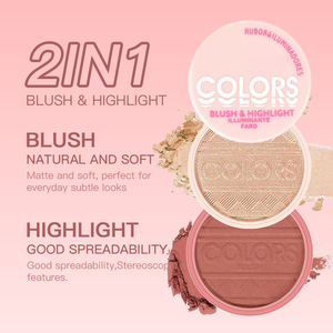 Ensemble de 2 fards à joues et illuminateurs, texture lisse, facile à estomper, éclat <span class=keywords><strong>naturel</strong></span> - Product Image 4