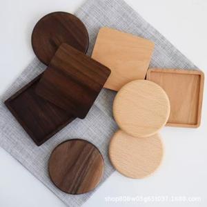 Sous-verres en bois personnalisés, ronds, en bois massif, réutilisables, porte-gobelets à café, sets de table pour la maison, couleur rétro - Product Image 3