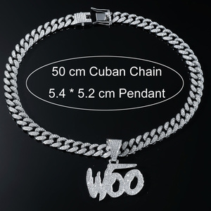 Proveedor Verificado OEM, Collar de Cadena Cubana con Colgante Grande con Iniciales, Chapado en Oro/Plata, Joyería Hip Hop - Product Image 4