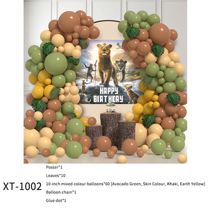Arche de ballons en film d'aluminium et latex durable aux couleurs rétro, thème animaux de la jungle, toile de fond <span class=keywords><strong>Joyeux</strong></span> <span class=keywords><strong>Anniversaire</strong></span>, pour fête d'<span class=keywords><strong>anniversaire</strong></span> d'enfants - Product Image 4