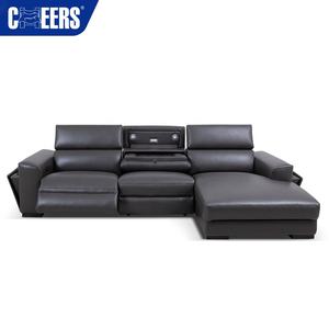 MANWAH चीयर्स गर्म बिक्री एल आकार चमड़े पावर झुकनेवाला सोफे कोच लाउंज के साथ एलईडी प्रकाश कप धारक और वायरलेस चार्ज - Product Image 4