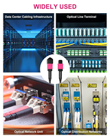 Kabel Patch Fiber OM4 MPO/MTP 12F Strand UPC Tipe B Female LSZH 50/125μm Multimode untuk Transceiver QSFP+/QSFP28, Mendukung OEM/ODM