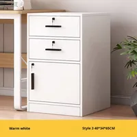Armoire de classement de bureau en fer épaissi avec 3 tiroirs et 1 porte, tiroirs verrouillables, profil bas, design moderne, montage sur bureau, rangement d'archives