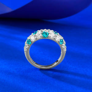 Bague demi-cercle en argent sterling 925 <span class=keywords><strong>vert</strong></span> elfe avec sertissage pavé de diamants pour femme - Product Image 2