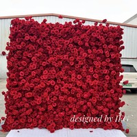 Dinding Bunga Mawar Merah Artificial Realistis 8x8ft Terlaris untuk Dekorasi Latar Belakang Pernikahan & Acara & Kembali ke Sekolah