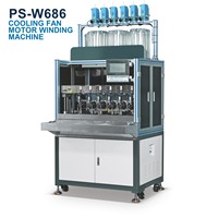 Machine d'enroulement automatique à six postes PS-W686 pour stators de moteurs de ventilateurs de refroidissement, équipement d'enroulement pour la production de micromoteurs