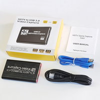 Carte de capture vidéo OEM 4K en alliage d'aluminium noir-rouge pour diffusion en direct USB 3.0 compatible avec ordinateur portable MP4, inclut des câbles USB HD de 1 m