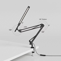 Lampe de bureau LED pliable en métal, lampe de lecture contemporaine, écologique, protection des yeux, interrupteur à bouton rotatif AC, gradation/couleur réglables, chambre à coucher