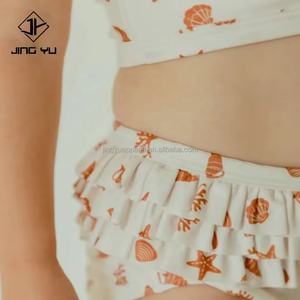 Tela Elástica para Trajes de Baño con Patrones Personalizados, Marca Privada, Conjunto de Bikini de 2 Piezas para Niñas, Traje de Baño con Volantes para Niñas Pequeñas - Product Image 3