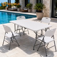 Ensemble table et chaises pliantes en plastique blanc avec structure métallique pour réception de mariage, banquet, événement, location, vente en gros
