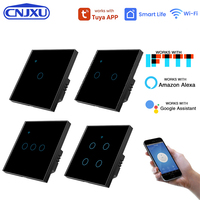 Interrupteur mural WiFi intelligent pour la maison, compatible avec les ampoules LED, application Smart Life, prise en charge de Google Home/Alexa, panneau tactile en verre trempé
