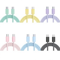 Câble Type C vers Type C 60W, charge rapide, câble de données tressé Type C pour iPhone 15 16 Samsung Huawei, accessoires pour téléphone