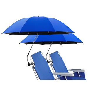 42" Manual Chair <b>Umbrella</b> with Clamp SPF50+ <b>Windproof</b> 360 Adjustable for Camping Beach Wheelchair Stroller & Golf Use - Product Image 1