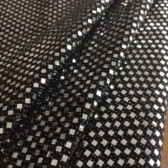 JC-A6602 SHINNING SQUARE LUXURY KNIT TRANS SEQUINS FABRIC FOR LADY DRESS