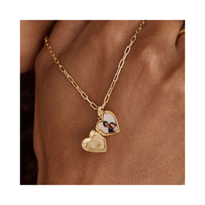 Collier pendentif <span class=keywords><strong>en</strong></span> or <span class=keywords><strong>vermeil</strong></span> avec photo ovale ouvrable <span class=keywords><strong>en</strong></span> forme de cœur, pendentif <span class=keywords><strong>en</strong></span> forme de lotus, <span class=keywords><strong>bijoux</strong></span> <span class=keywords><strong>pour</strong></span> femmes, vente <span class=keywords><strong>en</strong></span> gros - Product Image 2