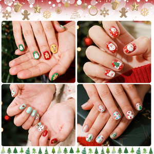 Set de Uñas Postizas Navideñas para Niñas, Uñas Falsas Hechas a Mano, Autoadhesivas, Sin Pegamento, con Logotipo Personalizado, Kit de Uñas al por Mayor para Niñas - Product Image 2