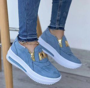 Sneakers Casual da <span class=keywords><strong>Donna</strong></span> All'ingrosso Estive <span class=keywords><strong>con</strong></span> Rialzo in PU Vulcanizzato <span class=keywords><strong>con</strong></span> <span class=keywords><strong>Cerniera</strong></span> Taglie Forti - Product Image 1