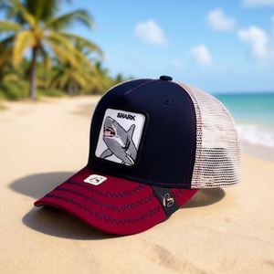 หมวกแก๊ปปักลายปลาฉลามทรอปิก 6 แผง ตาข่าย ปรับได้ ใส่ได้ทั้งชายหญิง ผู้ใหญ่ สไตล์ลำลอง สำหรับฤดูใบไม้ผลิและฤดูร้อน - Product Image 2