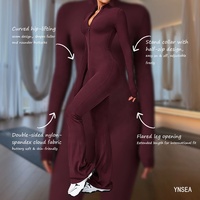 Combinaison de yoga YNSEA pour femme, hiver, manches longues, pantalon évasé, demi-zip, respirante, combinaison de sport une pièce, séchage rapide