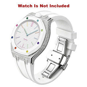 Kit de modification Upro Premium Moissanite Diamond en acier inoxydable avec bracelet en silicone pour Swatch-AP Royal Pop Luxury Rugged Mod Kit - Product Image 6