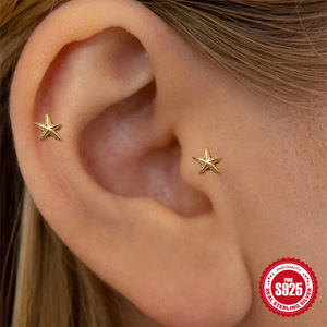 925 Sterling Bạc Sụn Bông Tai Stud Phụ Nữ CZ Sụn Stud Bông Tai Chuỗi <span class=keywords><strong>Dangle</strong></span> Daith Helix <span class=keywords><strong>tragus</strong></span> Piercing Đồ Trang Sức - Product Image 4