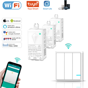 Smart 3-Gang RF Wireless Switch Set 1000W Carga 10A Receptor Lámpara <span class=keywords><strong>de</strong></span> techo Compatible No se necesita cableado - Product Image 1