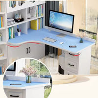 Bureau d'angle combiné avec bibliothèque, bureau d'étude en bois massif, bureau d'ordinateur avec tiroir latéral, table d'apprentissage simple pour la chambre à coucher