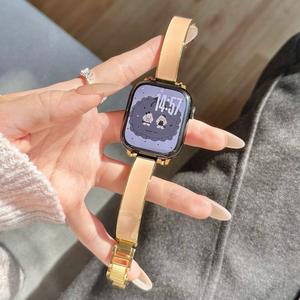 Bracelet-montre en résine blanc/rose tendance pour Apple Watch S10/9 Femmes 45/49 mm, bracelet intelligent pour Apple Watch S11 - Product Image 1