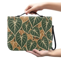 Sac de protection pour Bible en gros avec imprimé botanique tropical Cœurs de Taro et fermeture éclair, idéal pour les voyages quotidiens, l'église, le shopping et les cadeaux