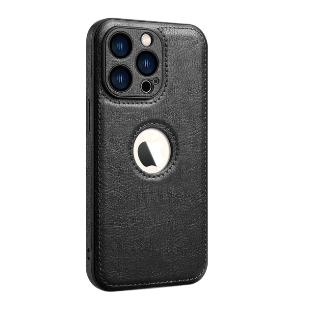 For Apple High-End Business Leather Phone Case for iPhone 14 Pro Max 13 12 Full Coverage Solid Color Protective Cover Phone Grip