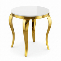 Table de banquet ronde de luxe au design moderne en acier inoxydable doré avec plateau en marbre pour hôtel et salon