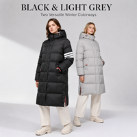Manteau matelassé en duvet pour femme Signature, 90 % duvet de canard blanc, manches rayées, fentes latérales, idéal pour les événements du soir et les trajets quotidiens