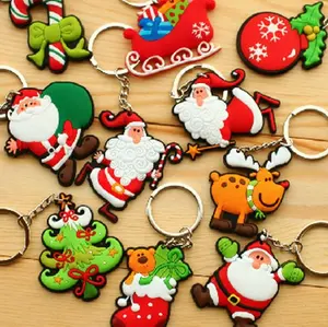 Custom high quality Personalised Pro service and quality New Rubber PVC Soft Keyring Christmas Decoration Keychain