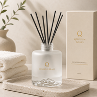 Bouteille diffuseur d'arômes d'huiles essentielles de luxe personnalisée, vide, en verre, avec bâtonnets diffuseurs