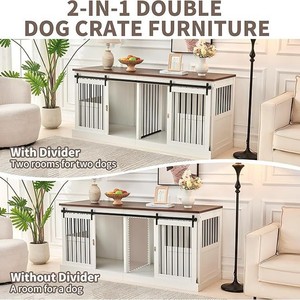 Cage pour grand chien, mobilier de niche intérieure pour chien de 71 pouces avec plateau, XXL robuste, séparateur amovible et porte coulissante. - Product Image 3