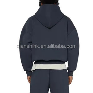 Sweat à capuche zippé vierge en éponge française de haute qualité sweat à capuche court personnalisé lourd sweat à capuche zippé en coton surdimensionné pour hommes - Product Image 5