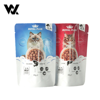 Emballage personnalisé imprimé sous vide, thermoscellable, de qualité alimentaire, 85g, pour aliments frais et humides pour chats, saumon, sachet refermable stérilisable sous vide