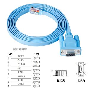 DB9-RJ45コンソールケーブルCiscoデバイス管理シリアルアダプター (6フィート、青) - Product Image 3