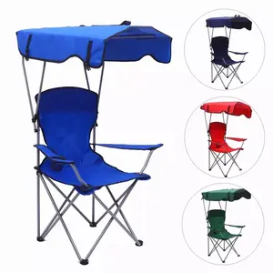 Cadeira de aço metal dobrável para pesca ao ar livre, acampamento, sombra de praia e dossel