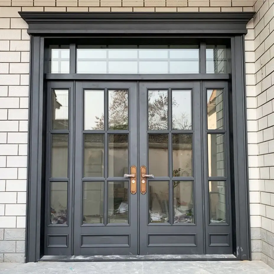 アルミガラスセキュリティドア盗難防止玄関ドアガラスパネル付きアルミフレームスイングドア