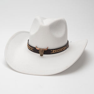 Sombrero de Vaquero Occidental de Fieltro con Hebilla de Toro Ligera, Unisex, Estilo Vacacional Costero, Estilo Casual para Esquiar, Ala Ancha, Protección Solar, Fedora - Product Image 1