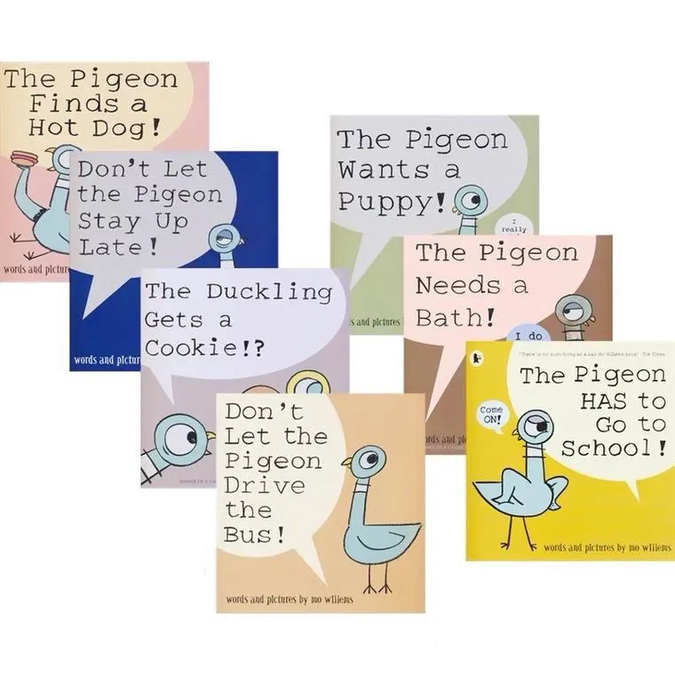 7 volúmenes libros de imágenes en inglés Pigeon Drive the Bus libros de cuentos educativos tempranos para niños pequeños niños