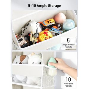 Organizador de 5 niveles para colocar sobre la puerta, 10 bolsillos, color blanco crema, almacenamiento para juguetes y peluches detrás de las puertas - Product Image 4