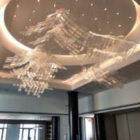 Lustre personnalisable économique pour hall d'hôtel ou villa, lumière blanche neutre, grand verre, avec LED dimmable, garantie 3 ans