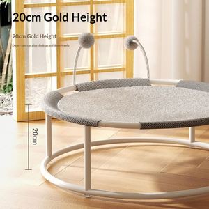 Lit rond surélevé pour chat avec balles de jeu, cadre métallique, hamac respirant en maille, lit de repos pour chats d'intérieur - Product Image 4